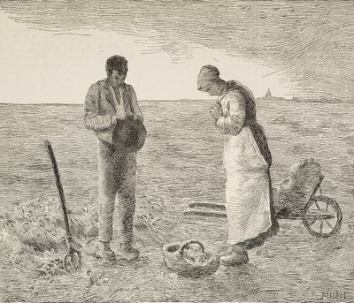 Angelus, tarlalardaki çiftçiler, Jean-Francois Millet (1814-1875), Fransız ressam, L