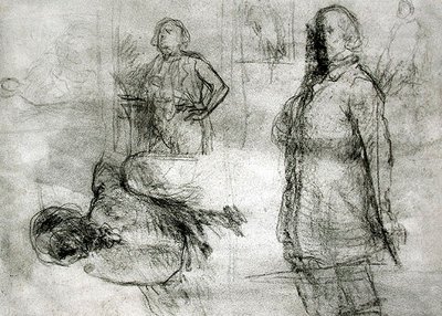 Les Lavandieres (kara masal, kurşun kalem, kalem ve kağıt üzerine mürekkep) by Jean Francois Millet
