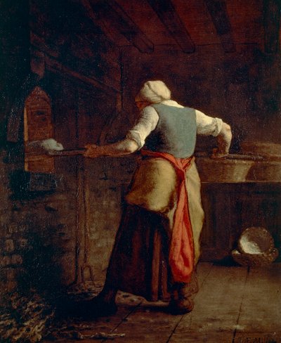 Ekmek pişiren kadın (Femme cuisant the ağrı), Jean-Francois Millet (1814-1875), 55x46 cm. by Jean Francois Millet
