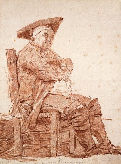 Jean Honore Fragonard (1732-1806) tarafından Postiglione olarak bilinen oturan adam portresi, iyimser çizim by Jean Honore Fragonard