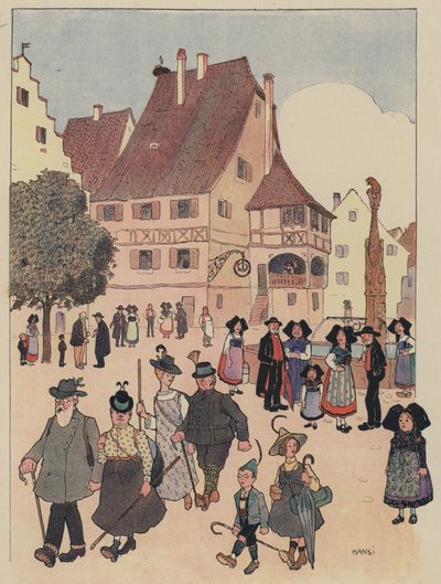 Alsace köyündeki Alman turistler (renkli taş) by Jean-Jacques Waltz