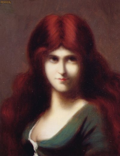 Kızıl Saçlı Bir Güzel (tuval üzerine yağlı boya) by Jean Jacques Henner