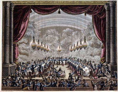Fransız devrimi: Paris'te muhafız ziyafeti, c.1750-1800 (gravür) by Jean (after) Duplessis Bertaux