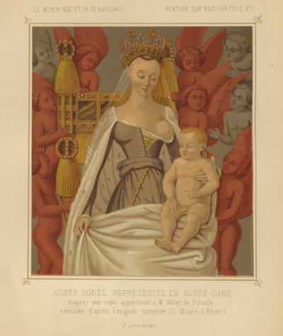 Agnes Sorel, Madonna Laktanlar olarak (kromolitho) by Jean (after) Fouquet