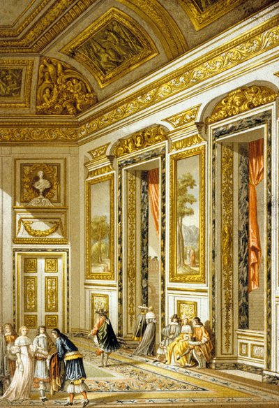 17. Yüzyıl İçişleri (renkli gravür) by Jean (after) Lepautre