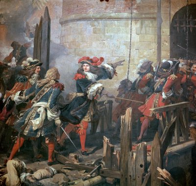 Louis XIV, 17. yüzyıl Valenciennes saldırısına öncülük ediyor. by Jean Alaux