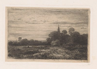 Kilise kulesi ile manzara by Jean Alexis Achard