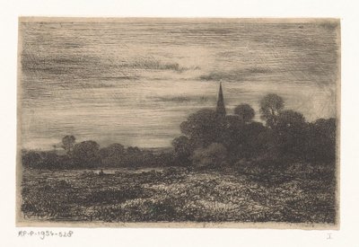 Kilise kulesi ile manzara by Jean Alexis Achard