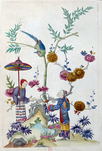 Çizim bir Çin vazosundan geliyor: bahçedeki bir çift. Jean Antoine Fraisse'nin (18. yüzyıl) tablosu by Jean Antoine Fraisse