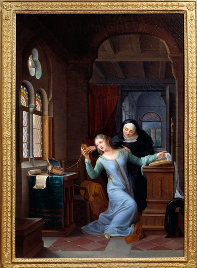 Heloise (1101-1164) manastır yaşamını kucaklıyor Efsanevi çift Heloise ve Abelard