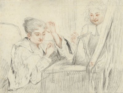 Rosalba Carriera (?) tuvaletinde by Jean Antoine Watteau (possibly)
