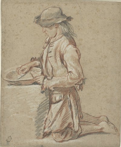 Bir çöp kutusunda keçe şapkalı çocuk by Jean Antoine Watteau (rejected attribution)