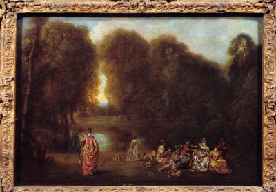 Bir parkta toplanmış tablo Jean Antoine Watteau (1684-1721) tarafından by Jean Antoine Watteau