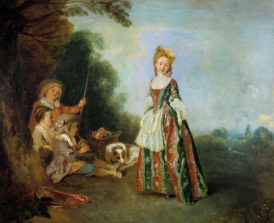 Jean Antoine Watteau (1684-1721) 1716-1718 Sun tarafından Dans Tablosu. 0.97 x 1.1m Berlin. Devlet Müzesi by Jean Antoine Watteau