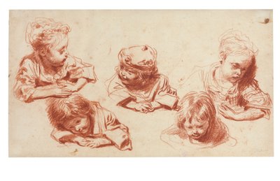 Beş çocuk araştırması by Jean Antoine Watteau