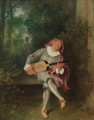 Mezzetin, c.1718-20 (tuval üzerine yağlı boya) by Jean Antoine Watteau
