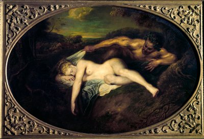 Su perisi ve hiciv veya “” Jupiter et Antiope”” Jean Antoine Watteau (1684-1721) tarafından 18. yüzyıl Güneşi. 0,73x1,07 m Paris, Louvre Müzesi by Jean Antoine Watteau