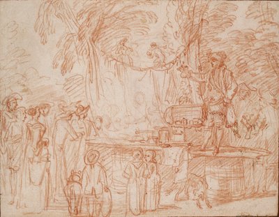 Vakum Doktoru açık havada Mallarını satıyor, c1700-1720 by Jean Antoine Watteau