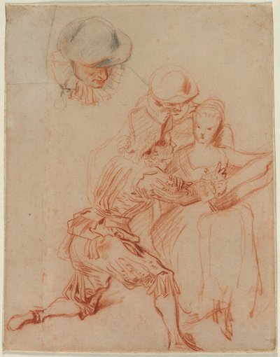 "The Romancer" için çalışma by Jean Antoine Watteau