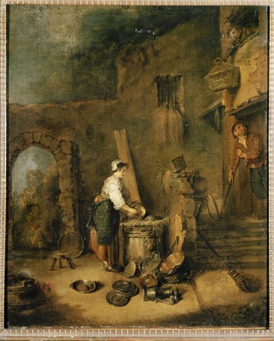 Aşçı (tuval üzerine resim) by Jean Antoine Watteau