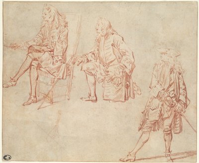 Bir Beyefendinin Üç Çalışması by Jean Antoine Watteau
