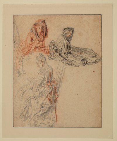 Kadın figürleriyle ilgili üç çalışma, 1716-1718 dolaylarında by Jean Antoine Watteau