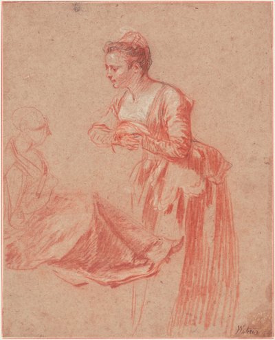 Genç Bir Kadının İki Figür Çalışması, c. 1716 by Jean Antoine Watteau