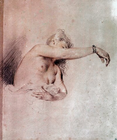 kadın çıplak, kol kaldırılmış bir kan çizme Jean Antoine Watteau (1684-1721) 18. yüzyıl Güneşi. 0,28x0,23 m Paris, Louvre Müzesi by Jean Antoine Watteau
