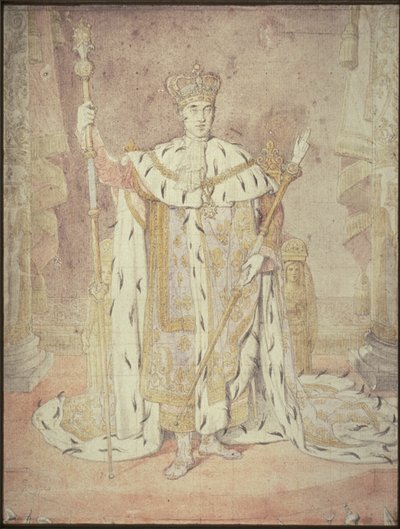 Charles X, taç giyme cübbesi içinde by Jean Auguste Dominique Ingres
