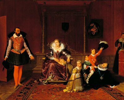 Henry IV çocuklarıyla oynarken İspanyol Büyükelçisi tarafından şaşırttı, Jean Auguste Dominique Ingres (1780-1867). by Jean Auguste Dominique Ingres