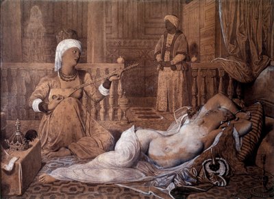 Jean Auguste Dominique Ingres tarafından Köle Çizimi ile Odalık by Jean Auguste Dominique Ingres