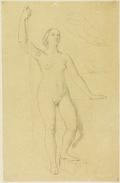 Joan of Arc ve El Çizimleri için Çalışma by Jean Auguste Dominique Ingres