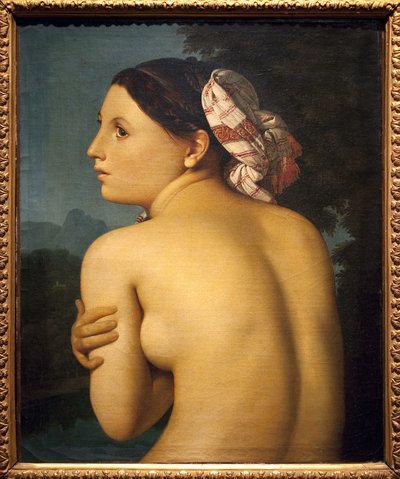 yüzücü. Jean Auguste Dominique Ingres (1780-1867), Tuval Üzeri Yağlıboya Tablo by Jean Auguste Dominique Ingres