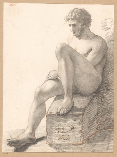 Oturan Erkek Çıplak, Önden Görünüm (2. Ödül 1808) by Jean Augustin Daiwaille