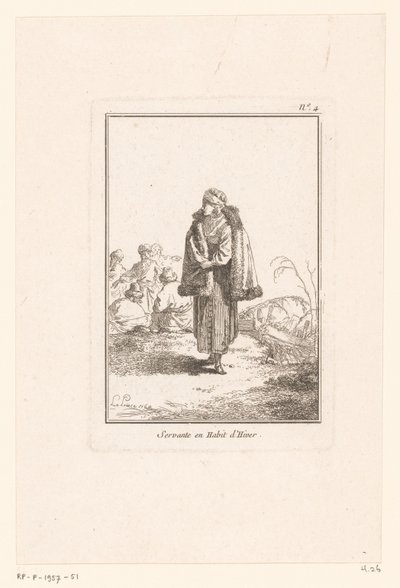 Muscovy hizmetçi Servante ve Habit d'Hiver (nesne üzerindeki başlık) Bölgesel kostümlü Muscovy kadınları (dizi başlığı) Divers Habillement des Femmes de Moscovie (dizi başlığı) by Jean Baptist Leprince