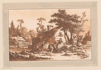 Bir çiftlikte oynayan çocuklar by Jean Baptist Leprince