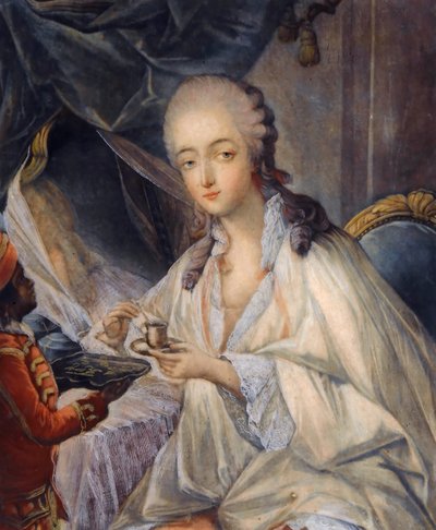 Jeanne Bécu, Kontes Du Barry 1743-1793, bir fincan kahve ile by Jean Baptiste André Gautier Dagoty