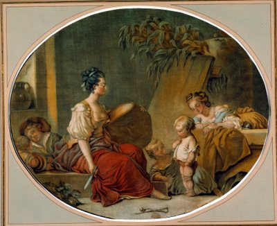Eğitim: “” Lütfen isteyin”” Bir anne çocuğuna doğru yolları öğretir. Gautier Dagoty tarafından basılmıştır by Jean Baptiste André Gautier Dagoty