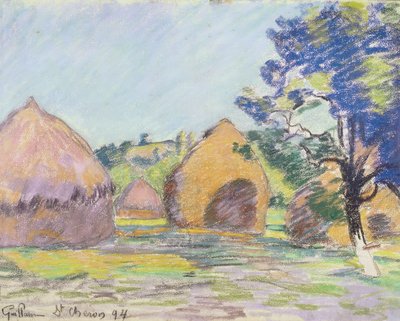 Haystacks at Saint-Cheron (pastel on paper) by Jean Baptiste Armand Guillaumin