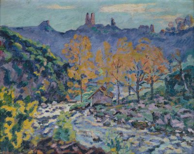 Brigand Değirmeni ve Crozant Kalesi Harabeleri, Creuse, 1900 dolayları (tuval üzerine yağlı boya) by Jean Baptiste Armand Guillaumin