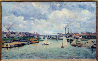 Charenton limanı. Charenton-le-Pont kasabasının görünümü by Jean Baptiste Armand Guillaumin
