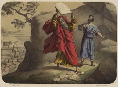Musa Yasanın Tablolarını Yıkıyor by Jean Baptiste Auguste Leloir