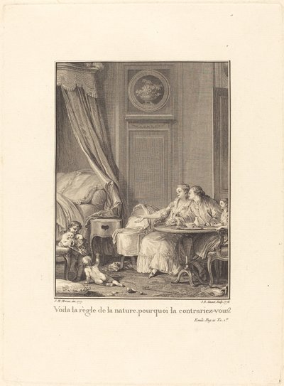 Doğanın kuralı bu, neden bozuyorsun? by Jean Baptiste Blaise Simonet after Jean Michel Moreau