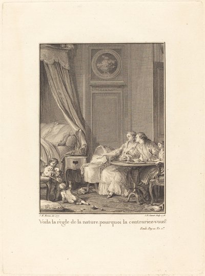 Doğanın kuralı bu, neden bozuyorsun? by Jean Baptiste Blaise Simonet after Jean Michel Moreau