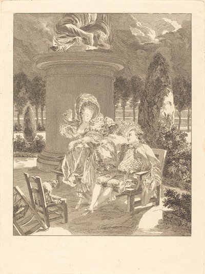 Thuileries akşamı by Jean Baptiste Blaise Simonet after Pierre Antoine Baudouin