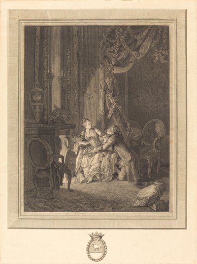 Tete-a-tete tehlikesi by Jean Baptiste Blaise Simonet after Pierre Antoine Baudouin