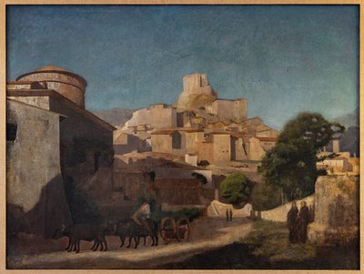 Lazio'da bir köy (tuval üzerine yağlı boya) by Jean Baptiste Camille (attr.to) Corot