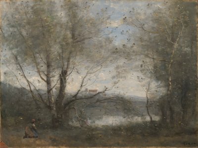 Ağaçların Arasından Görülen Bir Gölet by Jean Baptiste Camille Corot