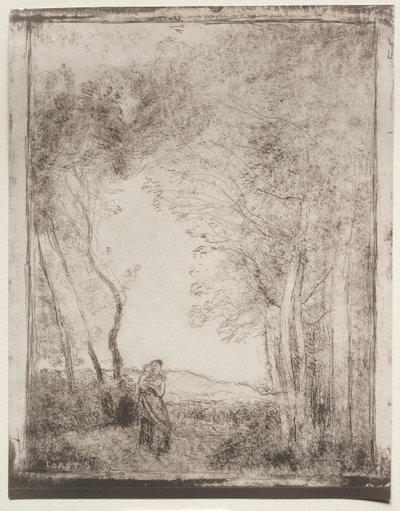 Bir Ormanın Girişinde Genç Bir Anne by Jean Baptiste Camille Corot