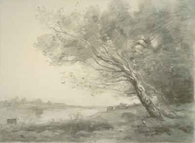 Su kenarındaki bükülmüş ağaç by Jean Baptiste Camille Corot